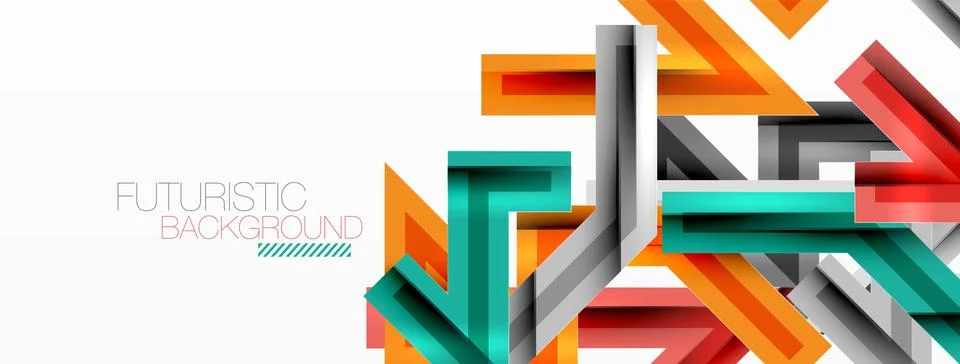 Line zig zag dynamic geometric abstract background. Colorful lines with shadow Stock Illustration
