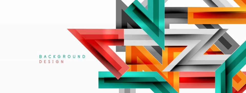 Line zig zag dynamic geometric abstract background. Colorful lines with shadow Stock Illustration