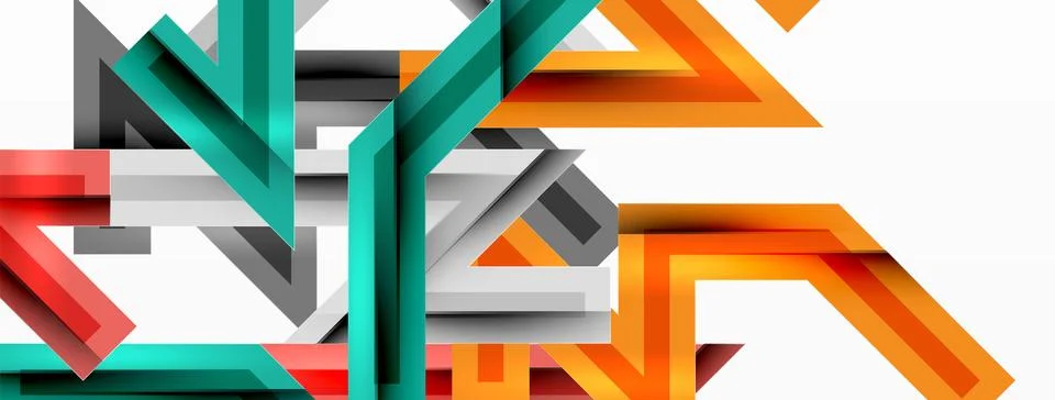Line zig zag dynamic geometric abstract background. Colorful lines with shadow Stock Illustration