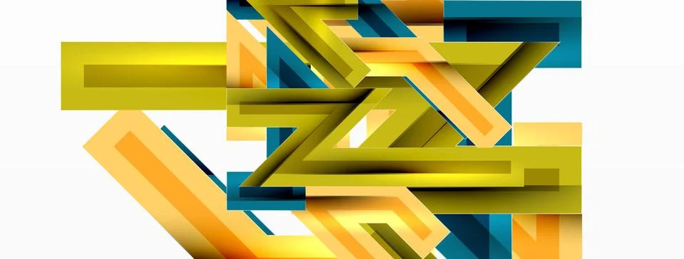 Line zig zag dynamic geometric abstract background. Colorful lines with shadow Stock Illustration
