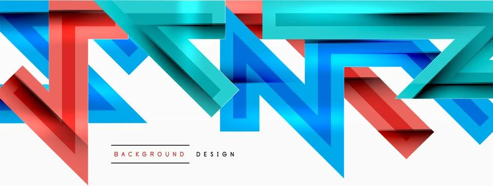 Line zig zag dynamic geometric abstract background. Colorful lines with shadow Illustrazione stock