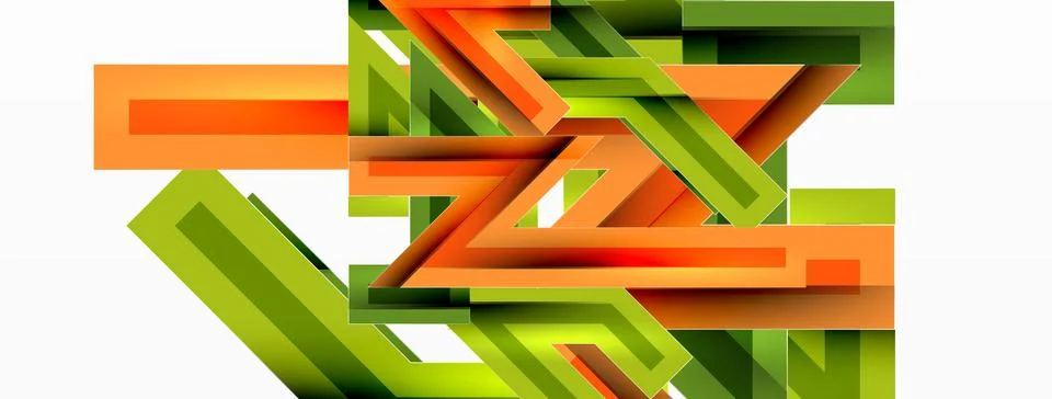 Line zig zag dynamic geometric abstract background. Colorful lines with shadow Stock Illustration