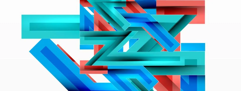 Line zig zag dynamic geometric abstract background. Colorful lines with shadow 스톡 일러스트