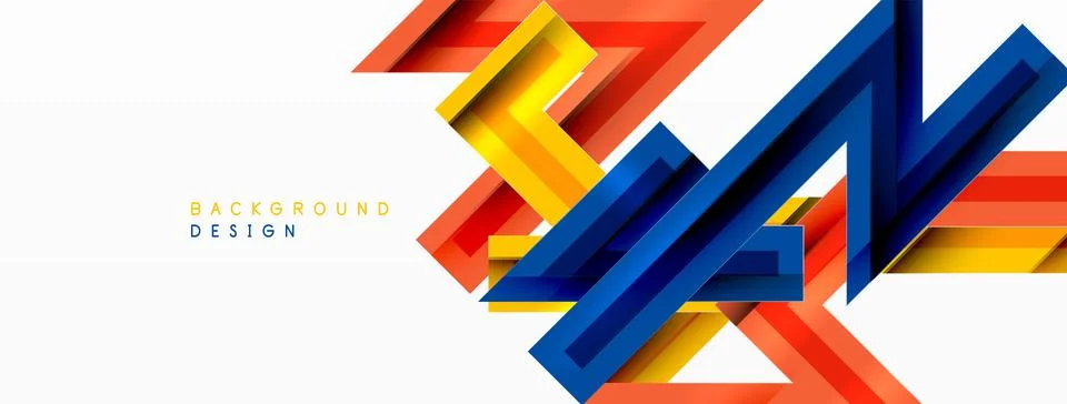 Line zig zag dynamic geometric abstract background. Colorful lines with shadow Stock Illustration