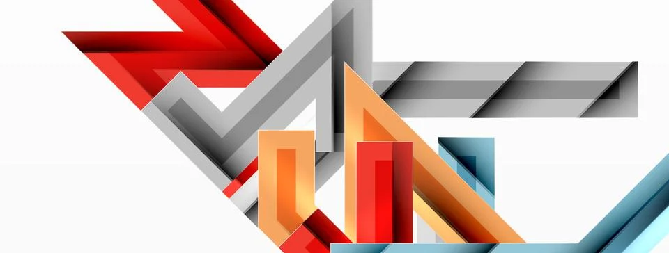 Line zig zag dynamic geometric abstract background. Colorful lines with shadow Stock Illustration
