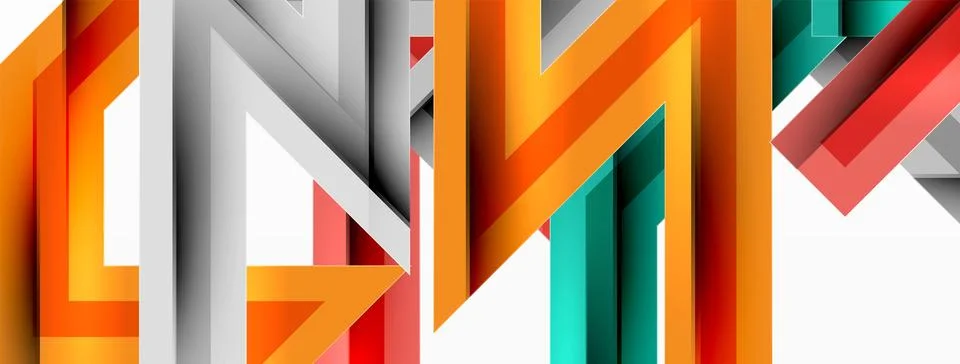 Line zig zag dynamic geometric abstract background. Colorful lines with shadow Illustrazione stock