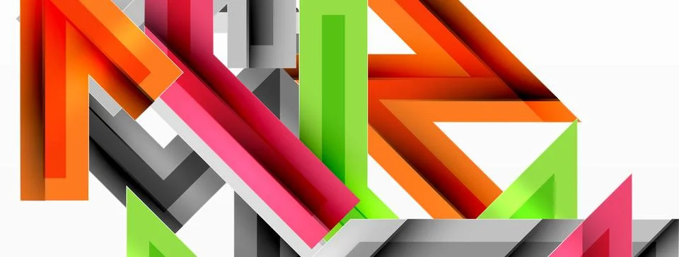 Line zig zag dynamic geometric abstract background. Colorful lines with shadow 스톡 일러스트