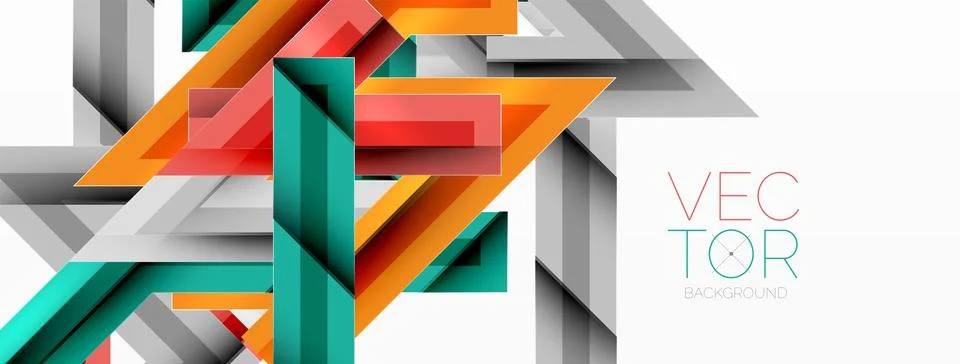 Line zig zag dynamic geometric abstract background. Colorful lines with shadow Stock Illustration