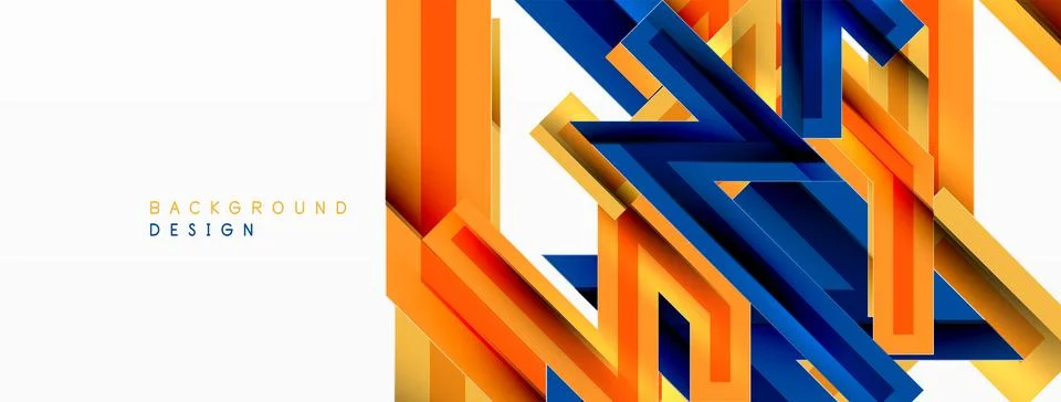 Line zig zag dynamic geometric abstract background. Colorful lines with shadow Stock Illustration