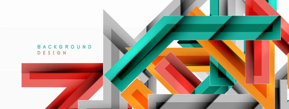 Line zig zag dynamic geometric abstract background. Colorful lines with shadow Illustrazione stock