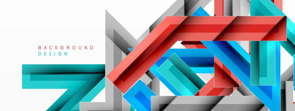 Line zig zag dynamic geometric abstract background. Colorful lines with shadow Stock Illustration