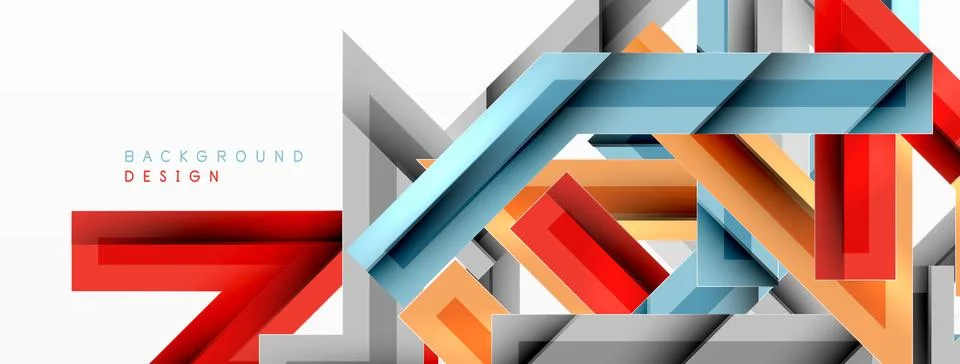 Line zig zag dynamic geometric abstract background. Colorful lines with shadow Stock Illustration