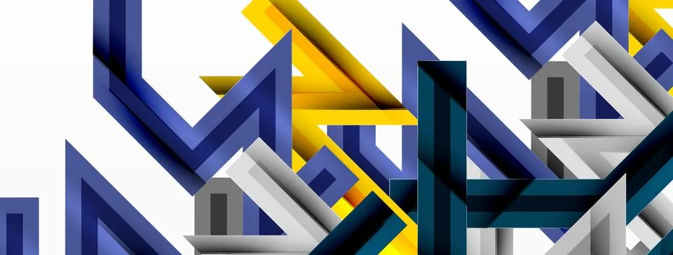 Line zig zag dynamic geometric abstract background. Colorful lines with shadow Stock Illustration