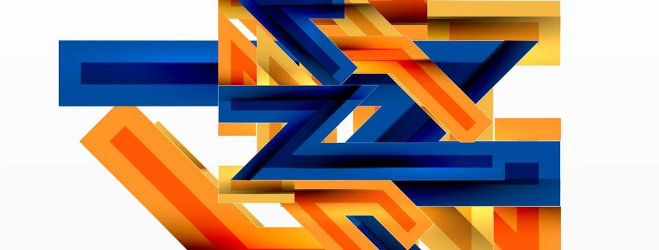 Line zig zag dynamic geometric abstract background. Colorful lines with shadow Stock Illustration