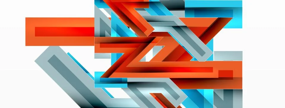 Line zig zag dynamic geometric abstract background. Colorful lines with shadow 스톡 일러스트