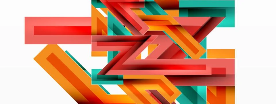 Line zig zag dynamic geometric abstract background. Colorful lines with shadow Stock Illustration