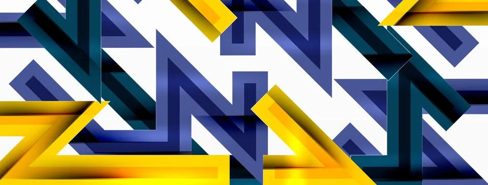 Line zig zag dynamic geometric abstract background. Colorful lines with shadow Illustrazione stock