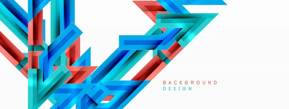 Line zig zag dynamic geometric abstract background. Colorful lines with shadow Stock Illustration
