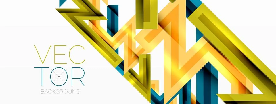 Line zig zag dynamic geometric abstract background. Colorful lines with shadow Stock Illustration
