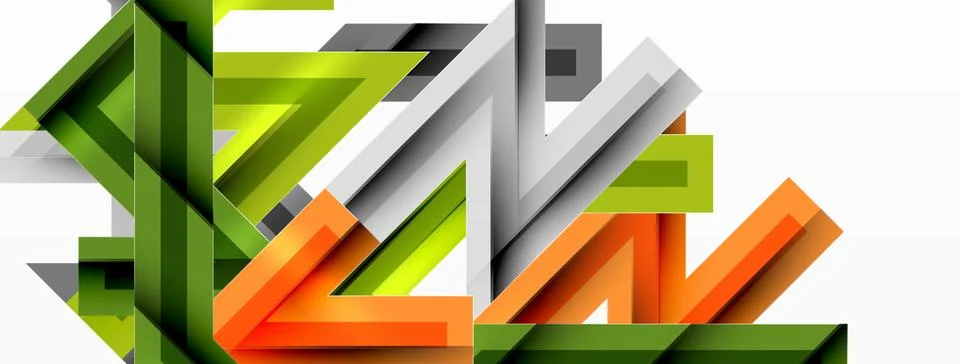 Line zig zag dynamic geometric abstract background. Colorful lines with shadow 스톡 일러스트