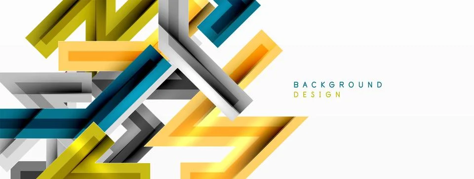 Line zig zag dynamic geometric abstract background. Colorful lines with shadow Stock Illustration