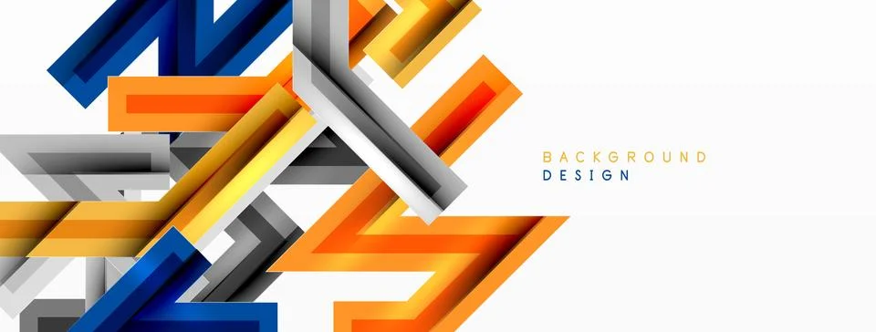 Line zig zag dynamic geometric abstract background. Colorful lines with shadow Stock Illustration