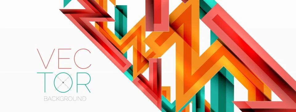 Line zig zag dynamic geometric abstract background. Colorful lines with shadow Illustrazione stock