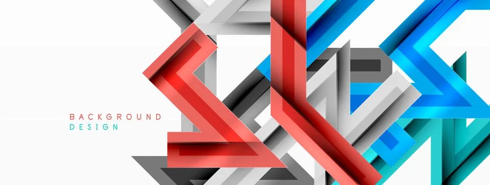 Line zig zag dynamic geometric abstract background. Colorful lines with shadow Stock Illustration
