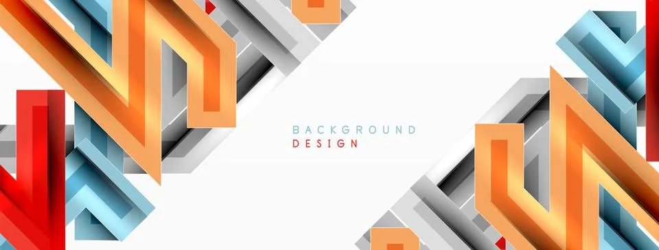 Line zig zag dynamic geometric abstract background. Colorful lines with shadow Stock Illustration