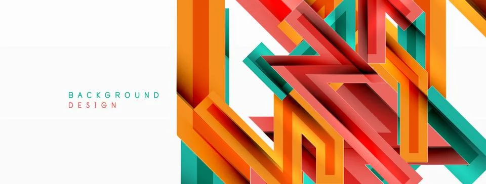 Line zig zag dynamic geometric abstract background. Colorful lines with shadow Stock Illustration