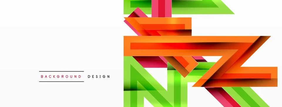 Line zig zag dynamic geometric abstract background. Colorful lines with shadow Stock Illustration