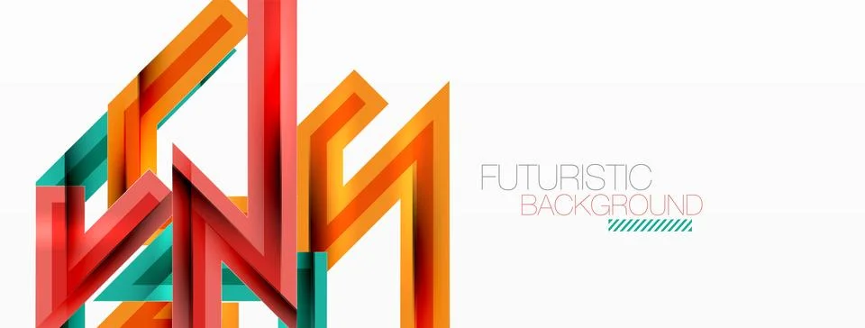 Line zig zag dynamic geometric abstract background. Colorful lines with shadow Stock Illustration