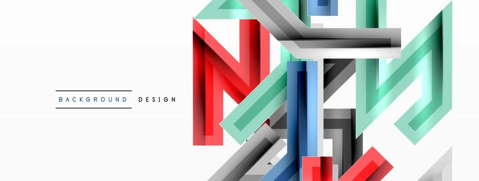 Line zig zag dynamic geometric abstract background. Colorful lines with shadow Stock Illustration