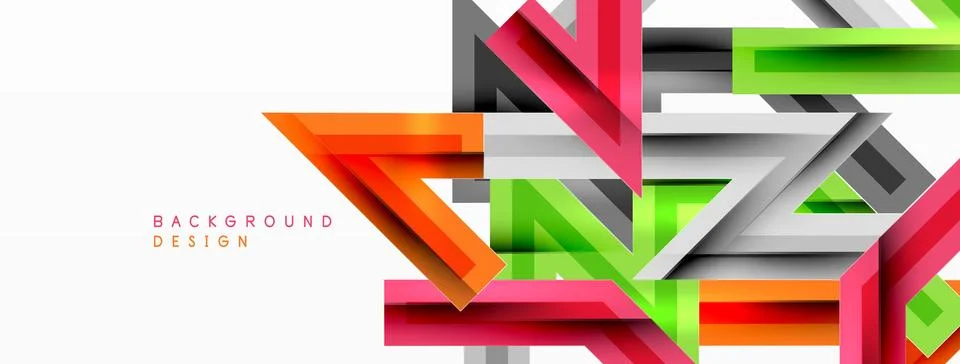 Line zig zag dynamic geometric abstract background. Colorful lines with shadow Stock Illustration