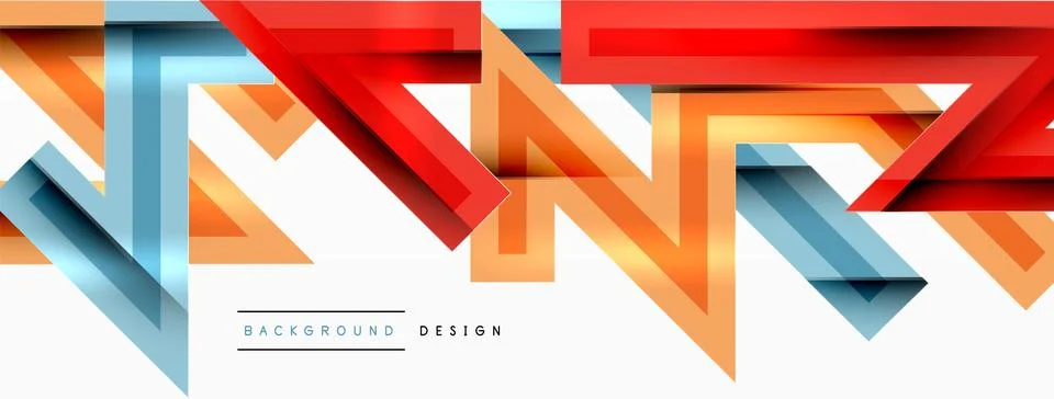 Line zig zag dynamic geometric abstract background. Colorful lines with shadow Illustrazione stock