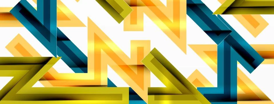 Line zig zag dynamic geometric abstract background. Colorful lines with shadow 스톡 일러스트