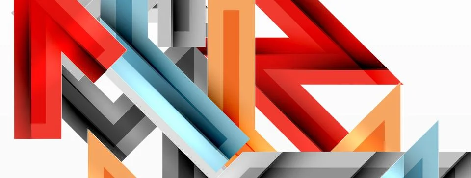 Line zig zag dynamic geometric abstract background. Colorful lines with shadow Stock Illustration