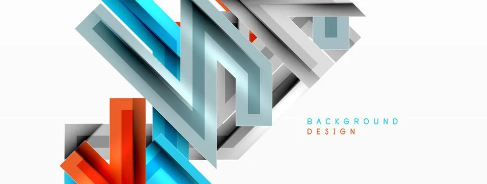 Line zig zag dynamic geometric abstract background. Colorful lines with shadow Stock Illustration