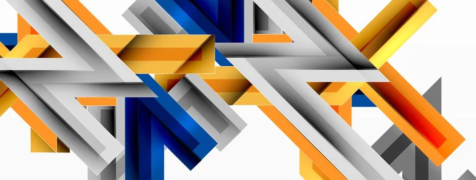 Line zig zag dynamic geometric abstract background. Colorful lines with shadow Illustrazione stock