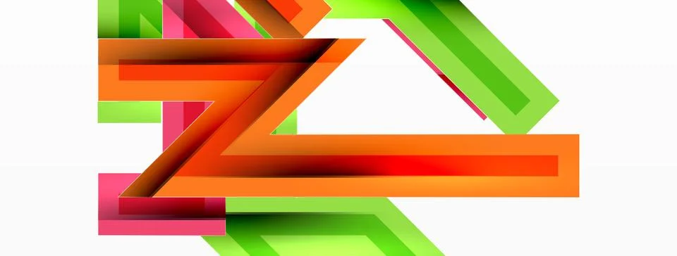 Line zig zag dynamic geometric abstract background. Colorful lines with shadow Stock Illustration