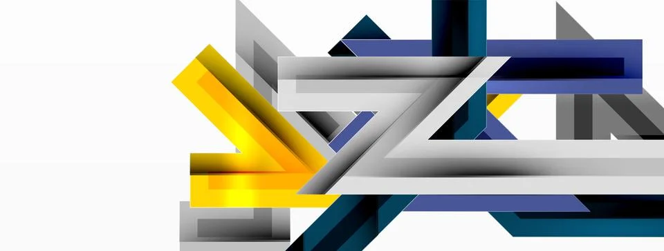 Line zig zag dynamic geometric abstract background. Colorful lines with shadow Stock Illustration