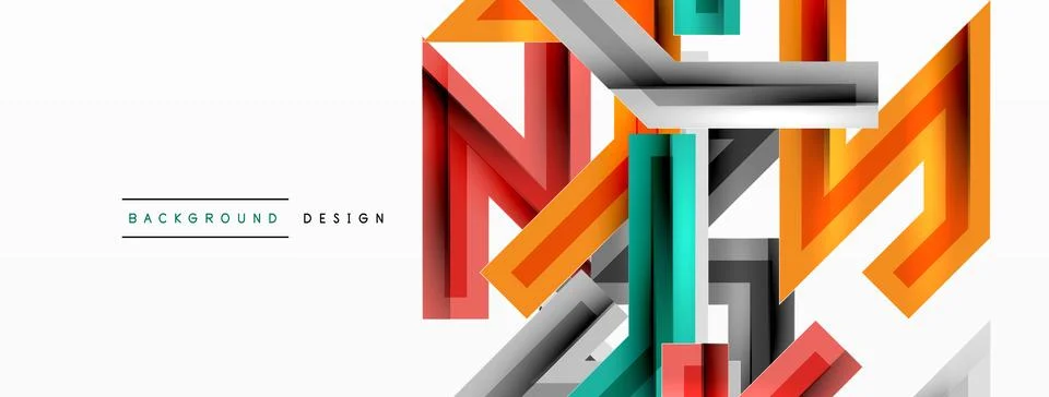 Line zig zag dynamic geometric abstract background. Colorful lines with shadow 스톡 일러스트