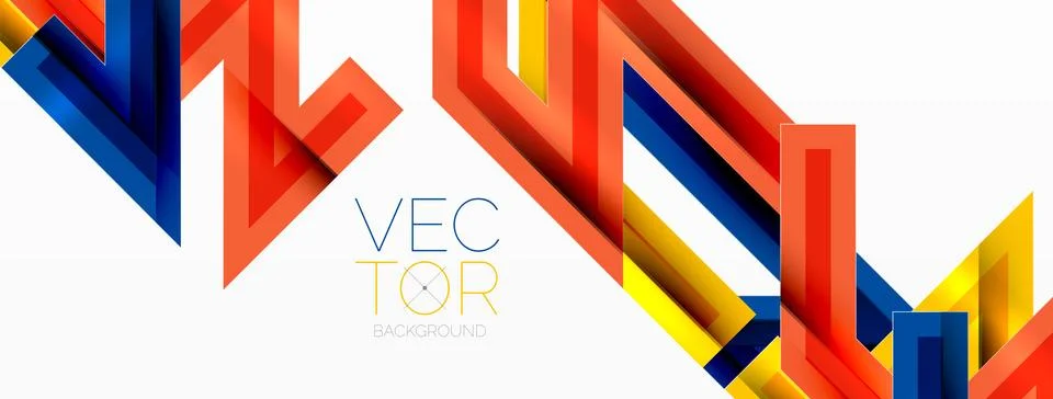 Line zig zag dynamic geometric abstract background. Colorful lines with shadow Stock Illustration