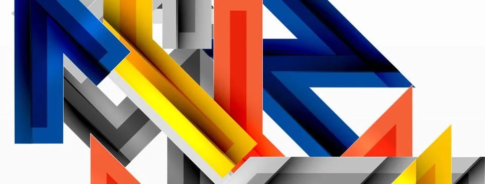 Line zig zag dynamic geometric abstract background. Colorful lines with shadow Stock Illustration