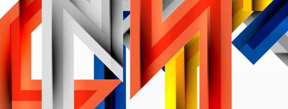Line zig zag dynamic geometric abstract background. Colorful lines with shadow Stock Illustration