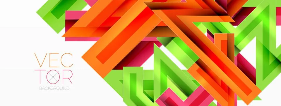 Line zig zag dynamic geometric abstract background. Colorful lines with shadow Stock Illustration