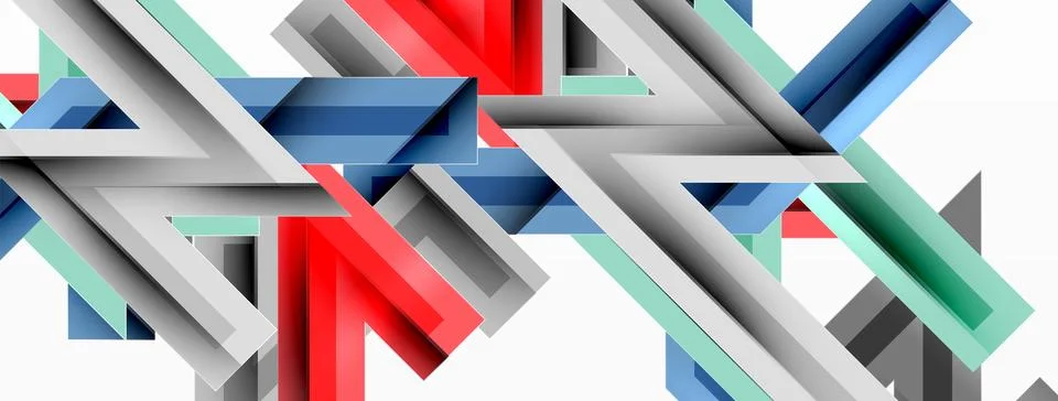 Line zig zag dynamic geometric abstract background. Colorful lines with shadow Stock Illustration