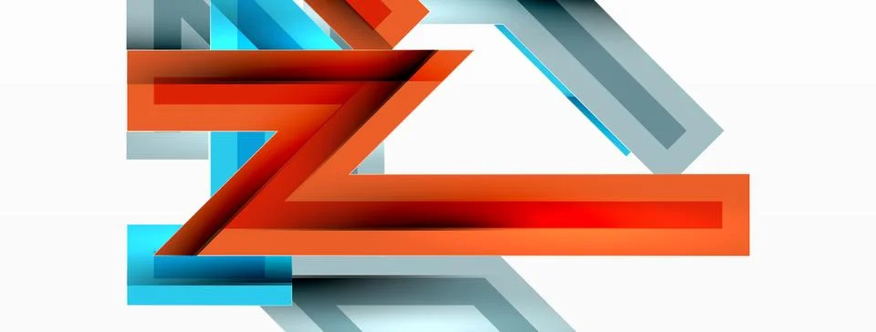 Line zig zag dynamic geometric abstract background. Colorful lines with shadow Stock Illustration