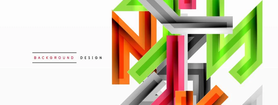 Line zig zag dynamic geometric abstract background. Colorful lines with shadow Stock Illustration