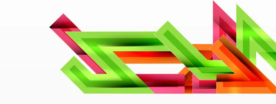 Line zig zag dynamic geometric abstract background. Colorful lines with shadow Stock Illustration